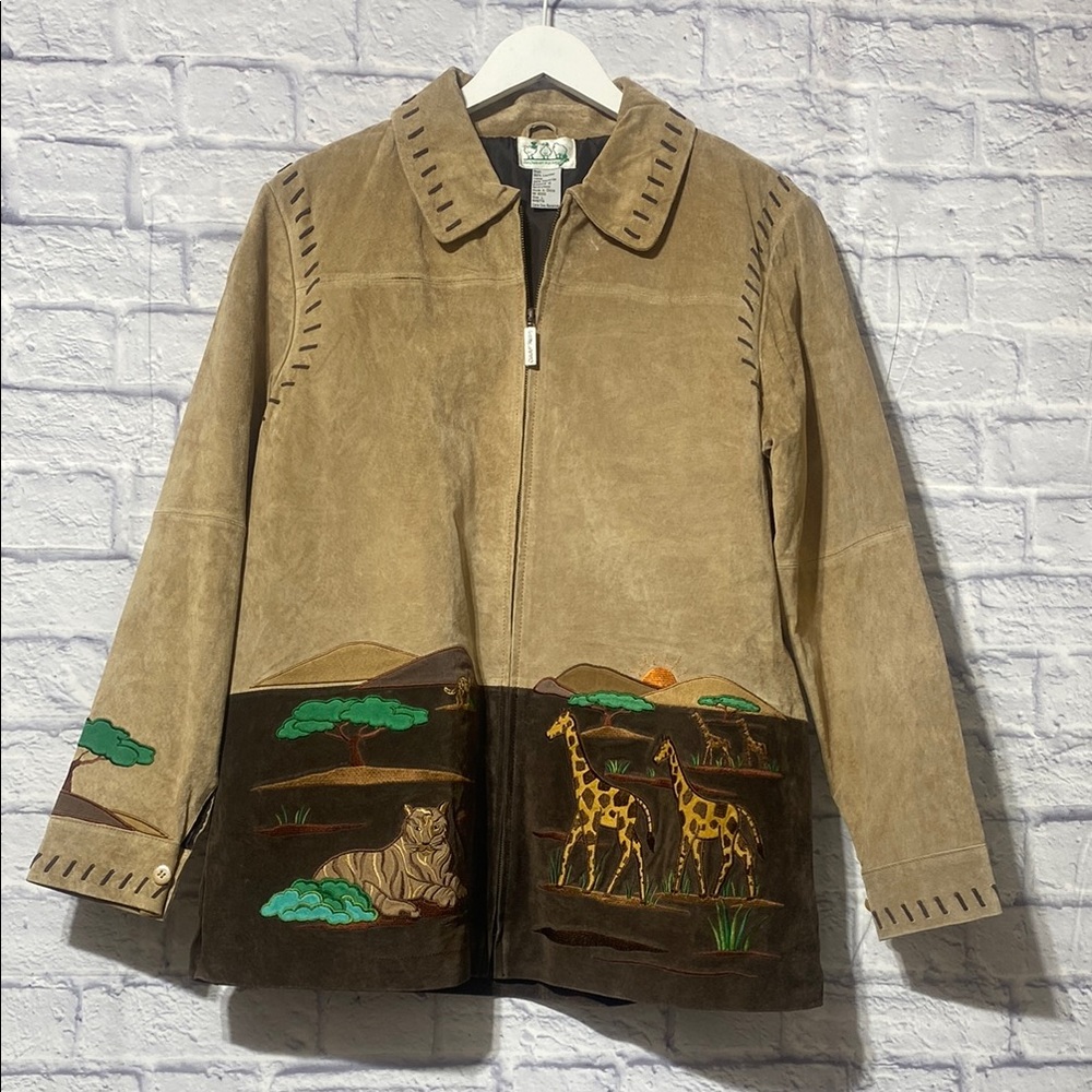 The quacker factory Brown Safari Embroidered Jacket suade
